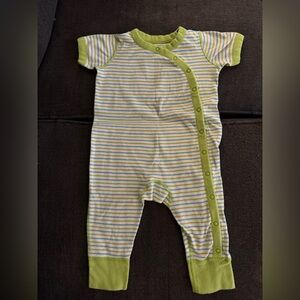 Hanna Andersson Lime and White Striped Bodysuit